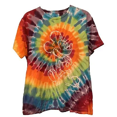 Disney World Mickey Mouse Tie Dye Graphic T-Shirt Unisex Adults Large Hanes • $10.99