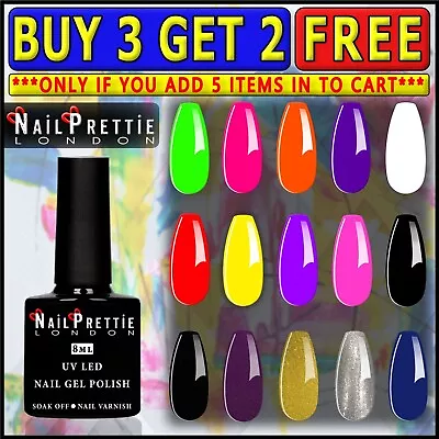 £0.99 • Buy Nail Polish Gel UV LED Soak Off Nail Varnish Top Base Coat 8ml⭐BUY 3 GET 2 FREE⭐