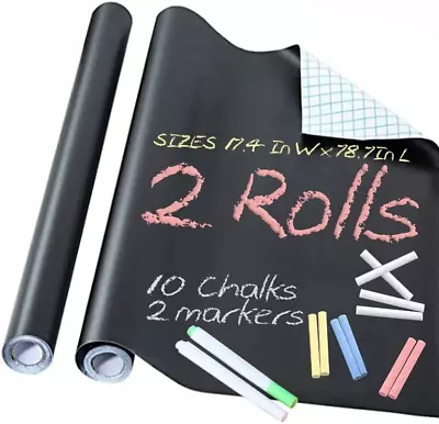 2 Roll Chalkboard Paper - Blackboard Vinyl Paper Removable Bulletin Wall Sticker • $14.11