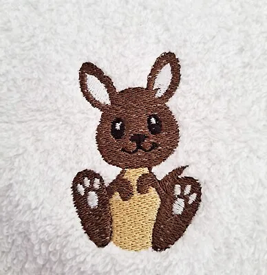 BABY HOODED BATH ROBE Embroidered BABY KANGAROO Design And Personalised Name • £18.90