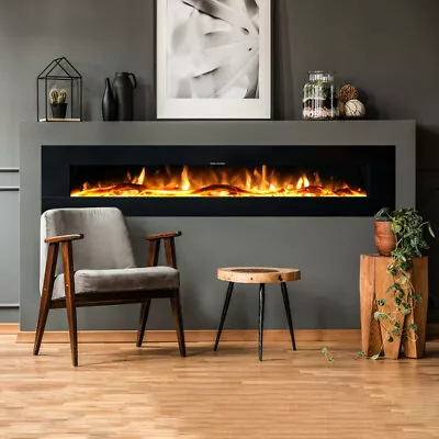 Ezee Glow Zara XL 72  Black Wall Mounted Or Recessed / Built In Electric Fire • £585