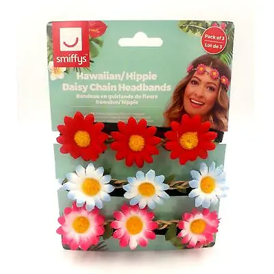 £6.35 • Buy 3pk Ladies Hawaiian 60's Hippie Festival Daisy Flower Headband Costume Accessory