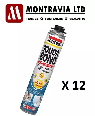 £79.99 • Buy 12 X Soudal Soudabond Easy Gun Grade 750ml Pu Adhesive Expanding Foam Insulation