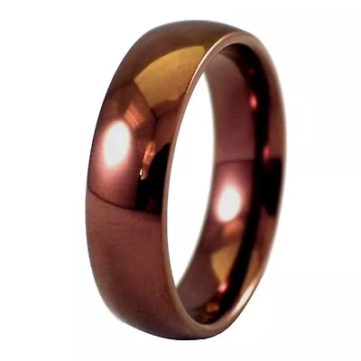 Coffee Ring Mens Womens Copper Color Stainless Steel 4mm Minimalist Wedding Band • $14.99