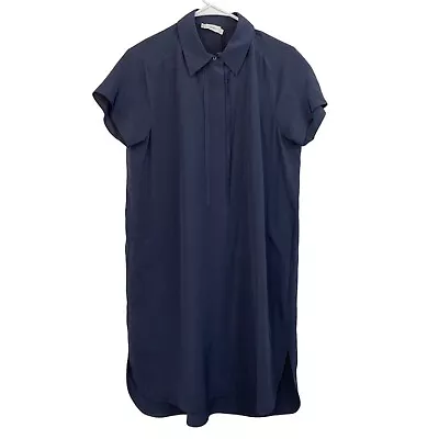 Vince S NWT Short Sleeve Silk Shirt Dress Mini Collar Button French Placket 6731 • $199