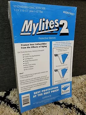 $18.87 • Buy 50 E Gerber Mylites 2 Mylar Comic Bags Standard Size 7-1/4  X 10-1/2  725M2