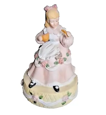 Schmid Music Box Little Miss Muffet Vintage Ceramic Figure Rotating Music Box • $7