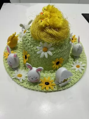 Ready Made Decorated Easter Hat Bonnet - Bunnies & Chicks • £15