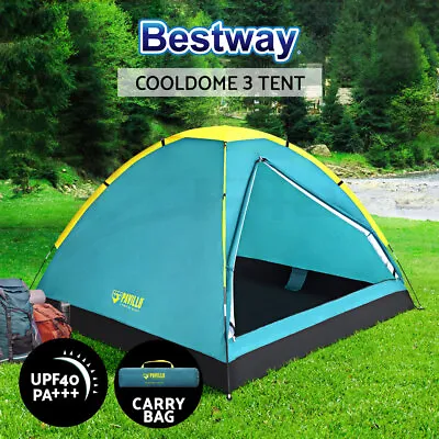 $38.95 • Buy Bestway Camping Tent Pop Up Canvas Hiking Beach Sun Shade Camp 3 Person Dome