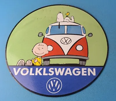 $119.47 • Buy Vintage Volkswagen Porcelain Vw Automobile Service Snoopy Gas Pump Plate Sign