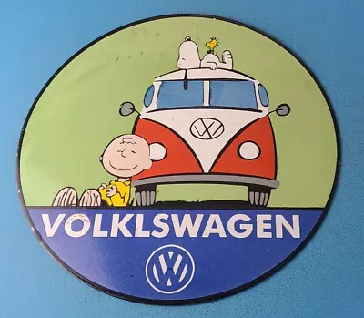 $119.47 • Buy Vintage Volkswagen Porcelain Vw Automobile Service Snoopy Gas Pump Plate Sign