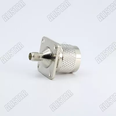 N Male To SMA Female Jack 4 Hole 25mmx25mm Flange Panel Mount Adapter Connector • $4