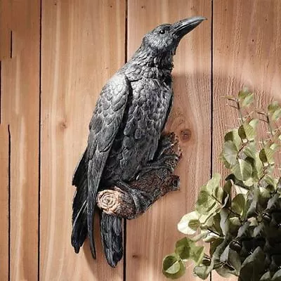 Black Raven Wall Decoration Sculpture Garden Resin Craft European Style • £9.94