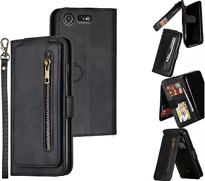 $11.50 • Buy Sony Xperia Xz Premium Leather Wallet Case 9 Card Vertical Flip & Zip