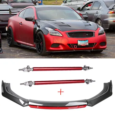 For Infiniti G37 Coupe Sedan Carbon Fiber Front Bumper Lip Splitter & Strut Rods • $99.35