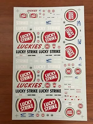 Sheet Of 1/18 & 1/43 Scale Water Slide Silk Screen Printed Lucky Strike Decals • $10