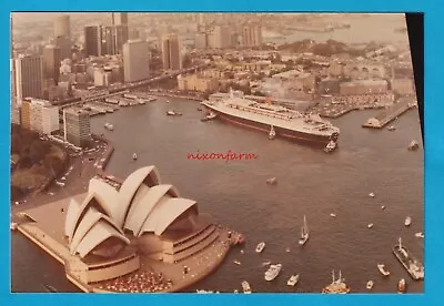 Original Postcard Size RP  Cunard Line QUEEN ELIZABETH 2 Sydney Australia • £1.25