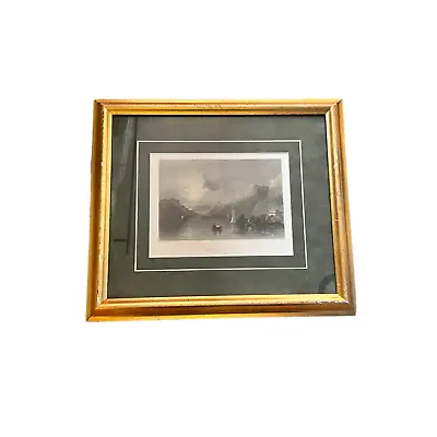 Antique Hand Colored Engraving WH Bartlett Lake George NY Adirondacks Framed • $40