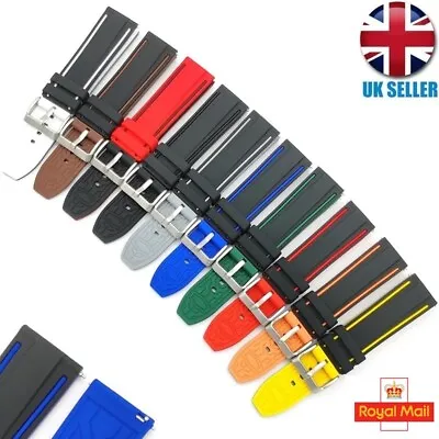 £5.99 • Buy Waterproof Dual Colours Silicone Soft Rubber Sport Watch Strap Band 20-22-24mm 