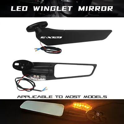 LED Light Larger Wing Rear View Winglets Side Mirrors For SUZUKI GSX-S 750 1000 • £51.59