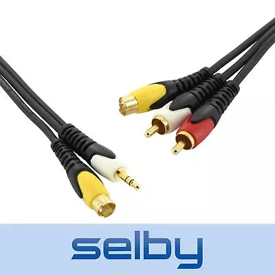 1.5m ISIX S-Video SVHS & 3.5mm Plug To S-Video & 2RCA AV Audio Video Cable Lead • $10