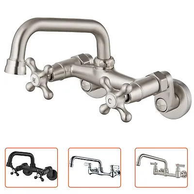 Kitchen Faucet Wall Mount Sink Faucet Dual Handle 360° Swivel Spout Mixer Taps • $49