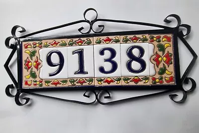 7.5 X 3.5cm Chilli Hand-painted Ceramic Number Tiles & Metal Frames • $5.04