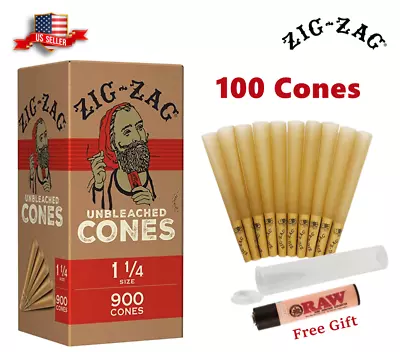 Zig-Zag® Unbleached Paper Cones 1 1/4 Size 100 Pack & Free Clipper Lighter • $16.98