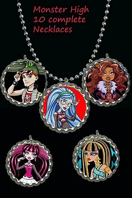 Monster High Necklace Party Favors Lot 10 Complete Birthday Loot Bag Necklaces • $10.99