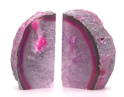 £36.99 • Buy Pair Of Genuine Brazilian Agate Geode Crystal Bookends 1.5kg 12cm X 12cm Gift