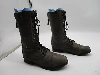 Steve Madden Chevie Charcoal Military Style Combat Lace Up Boots Womens Size 6.5 • $29.95