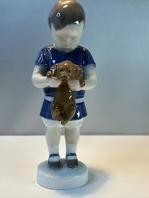 Bing & Grondahl B&G Boy Holding Puppy Figurine 6.75  #1747 Denmark Vintage • $39