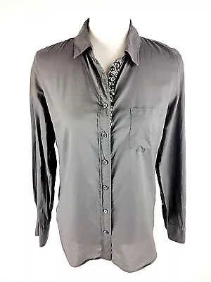 J Crew The Boy Shirt Size 6 Gray Perfect Shirt With Embellished Placket Gray Euc • $11.68
