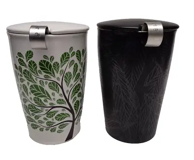Pair Of Tea Forte Porcelain Tea Cup Travel Mug With Infuser & Lid • $34.95