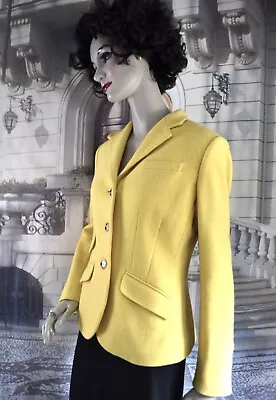 Lauren Ralph Lauren Size 6 Yellow Blazer Hacking Jacket 80% Wool Signed Buttons • $57.50