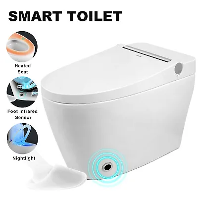 Electronic One Piece Smart Toilet Heated Seat Foot Sensor Auto Flush Night Light • $319.99