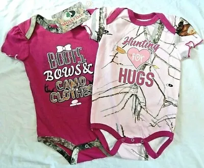 Baby Girls Mossy Oak Bodysuit 24 Months Pink Camo NEW Outfit Set 2pc • $22.84