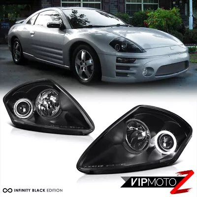 (CLEAN DESIGN) 2000-2005 Mitsubishi Eclipse Black Angel Eye Head Light Projector • $129.95