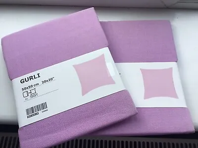 2 X Ikea Gurli Light Lilac Cushion Cover Pair 50x50cm 100% Cotton 004.650.18 New • £12.99