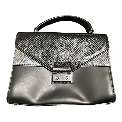 Michael Kors Medium Sloan Double Flap Top Handle Black/Pewter Purse • $49.87