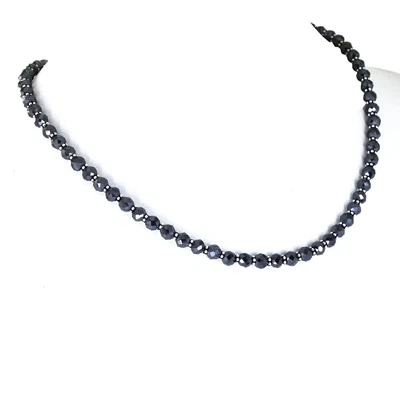 $129.99 • Buy 4.5 Mm Certified Black Diamond Unisex Necklace With 925 Silver Findings