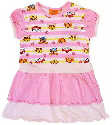 Nickelodeon TM Paw Patrol Puppy Dog Print Cotton Tiered Rara Pink Skirt Sundress • $12.99