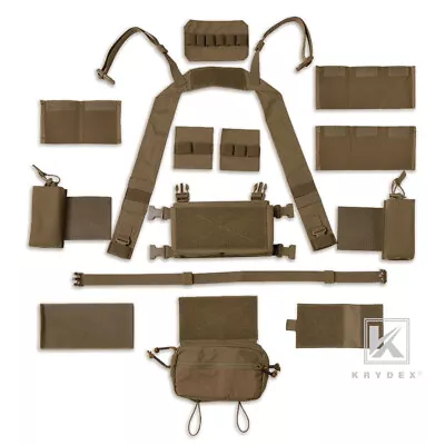 KRYDEX Micro Fight Chassis Chest Rig Modular Pouch Accessory Combo Coyote Lot • $12.95