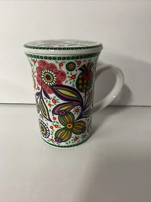 Vera Bradley Coffee Cocoa Tea Mug Cup W/ Lid 8oz Viva La Vera Floral • $10.95