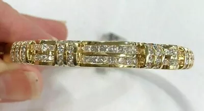 4Ct Round Lab Created Diamond Vintage Bangle Bracelet 14K Yellow Gold Plated • $219.99