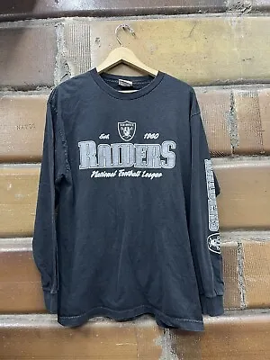 Vintage Oakland Raiders NFL Long Sleeve Shirt Men’s Large Y2K Knit In The USA • $19.99