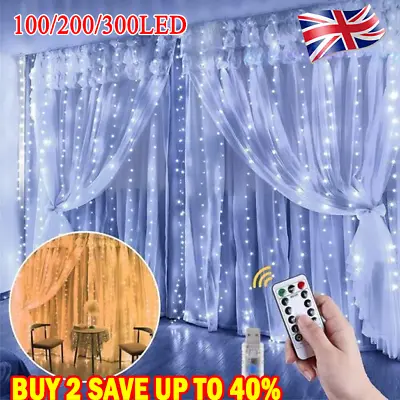 3Mx3M Fairy Curtain Led Strip String Light Hanging Backdrop Wedding Party Decors • £5.69