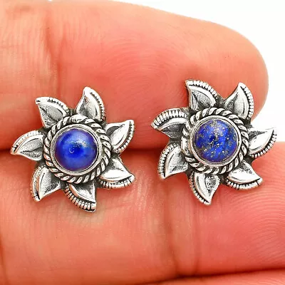 Lapis Lazuli - Afghanistan Stud 925 Sterling Silver Earrings Jewelry E-1246 • $9.99