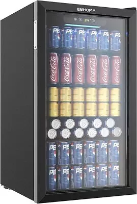 EUHOMY Beverage Refrigerator Cooler 126 Can With Glass Door Shelves  • $189.99