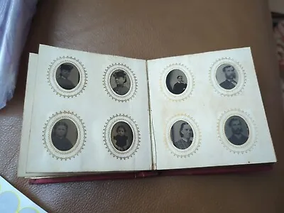 Victorian Photo Album With Miniature GEM Sized Tintype Photos Dated 1868 Signed • $179